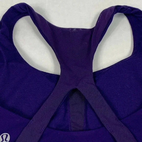Lululemon Purple Racerback Mesh Workout Athletic Padded Sports Bra Women’s 4 - Picture 3 of 9